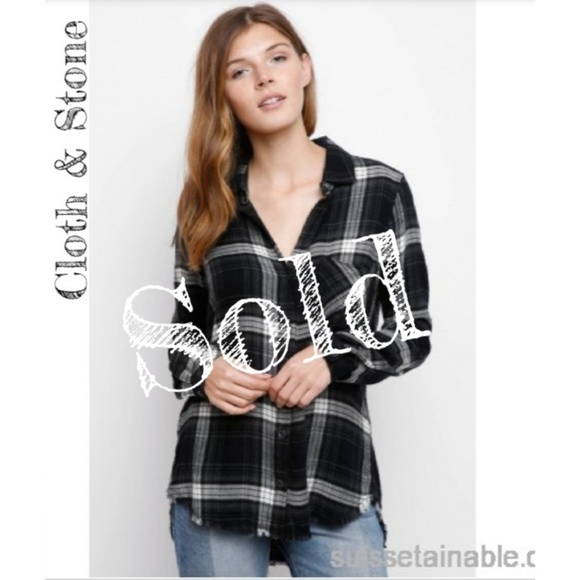 cloth & stone Tops - Cloth & Stone Fray Hem Flannel Buttondown